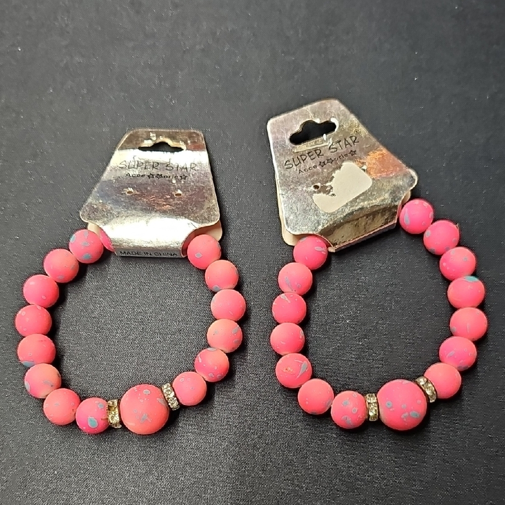 Pink Beaded Bracelet Set